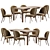 Contemporary Oyster White Dining Set 3D model small image 2