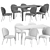 Contemporary Oyster White Dining Set 3D model small image 3