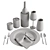 Elegant Stone Dinnerware Set 3D model small image 4