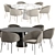 Elegant Avalon Boucle Dining Set 3D model small image 2