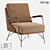 Modern Walnut and Metal Armchair 3D model small image 1