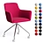 City Office Chair: Fabric & Metal Legs w/ Casters 3D model small image 1