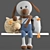 Delightful Animal Dolls: Dog, Sheep, Seagull 3D model small image 1