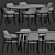 Luxury Livorno Velvet Chair & Arden Table Dining Set 3D model small image 3