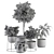 308 Indoor Plant Set: Tree & Plant in Black Pot 3D model small image 5