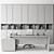 Executive Gray Desk with Library - Office Essential 3D model small image 5