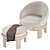 Sleek Armchair & Pouf Set 3D model small image 2