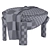Sleek Armchair & Pouf Set 3D model small image 6