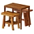 Modern Zara Wooden Table Set 3D model small image 1