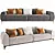 Modern Wood Base 4-Seater Sofa 3D model small image 1