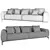 Modern Wood Base 4-Seater Sofa 3D model small image 3