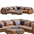 Elegant Harmony Leather Sofa 3D model small image 3