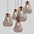 Arren Brass Pendant with Silver Teardrop Shades 3D model small image 3