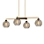 Brass Linear Pendant with Clear Glass Shade 3D model small image 1