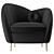 Solar Black & White Velvet Accent Armchair 3D model small image 4