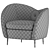 Solar Black & White Velvet Accent Armchair 3D model small image 7