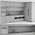 Sleek Black Wood Kitchen Cabinets 3D model small image 5