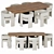 Modern Velvet and Wood Dining Set 3D model small image 2