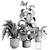 Green Oasis Indoor Plant Set 3D model small image 5