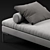 Elegant Velvet Lounge Daybed 3D model small image 2