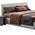 Meridiani Stone Up Bed: Upholstered Double Bed. 3D model small image 2