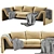 Sleek Perimeter Camel Sofa 3D model small image 1