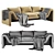 Sleek Perimeter Camel Sofa 3D model small image 2