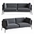 Cloud LN3 2: Warm Black with Hot Madison 724 Double Sofa 3D model small image 2