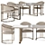 Gabba Prag Dining Set: Stylish Table & Chairs 3D model small image 1