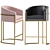 Elegant Velvet and Leather Bar Chair 3D model small image 2