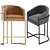 Elegant Velvet and Leather Bar Chair 3D model small image 3