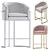 Elegant Velvet and Leather Bar Chair 3D model small image 7
