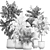 Tropical Plant Collection in Rustic Metal Pots 3D model small image 7