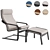 IKEA Poang Chair and Footstool Set 3D model small image 1