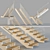 Wooden Stairs with Glass Railings 3D model small image 1