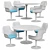 Turquoise-Blue Tulip Chair Set - Eero Saarinen x Knoll 3D model small image 1