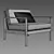 Sleek Aluminum Lounge Chair 3D model small image 6