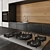 Sleek Black & White Wood Kitchen 3D model small image 4