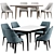 Mido Convertible Dining Set: Table & Chairs 3D model small image 1