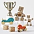 Wooden Car Dice Cup Robot Toy 3D model small image 1