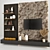 Modern TV Wall Unit with Decor and Bioethanol Fireplace 3D model small image 2