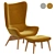 Curved Armchair with Footrest: Crueso 3D model small image 1