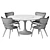 Apriori T 160 Marble Brown Dining Set 3D model small image 4