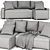 Sophisticated Grey Sofa with Plaid 3D model small image 6