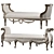 Elegant Rococo-inspired Bench 3D model small image 4