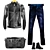 Stylish mens set: jacket, bag, boots, jeans 3D model small image 6