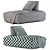 Sleek Granite Gray Chaise Lounge 3D model small image 2