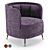 Gray Velvet Round Accent Chair 3D model small image 1