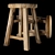Rustic Wooden Stool 3D model small image 1