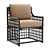 Sleek Black Rattan Dining Armchair 3D model small image 1